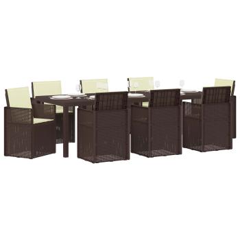 Garten Essgruppe 9 stk. 8-Sitzer Braun und Creme PP