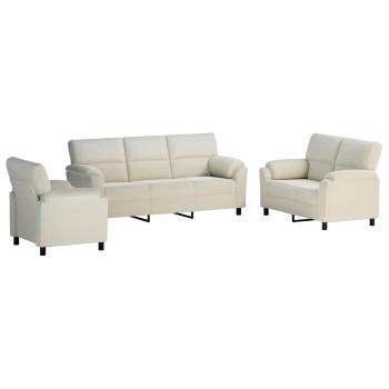 Sofa-Set 3 stk. Creme Samt