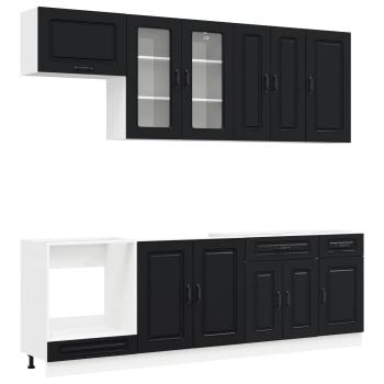 Kücheneinheit KALMAR 8 stk. Schwarz Holzwerkstoff