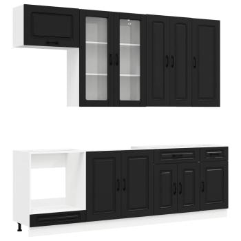 Kücheneinheit KALMAR 8 stk. Schwarz Holzwerkstoff