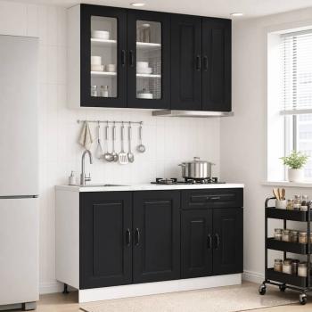 ARDEBO.de - Kücheneinheit KALMAR 4 stk. Schwarz Holzwerkstoff