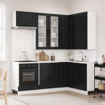 ARDEBO.de - Kücheneinheit KALMAR 8 stk. Schwarz Holzwerkstoff