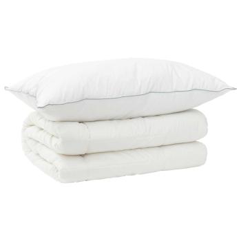 Bettdecke und Kissen Set 2 Stk. 155x200 cm 4 Jahreszeiten Wolle