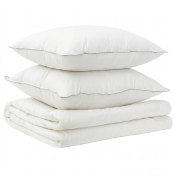 Bettdecke und Kissen Set 3 Stk. 240x260 cm Sommer 200 GSM Wolle