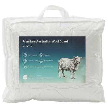 Bettdecke und Kissen Set 3 Stk. 240x260 cm Sommer 200 GSM Wolle