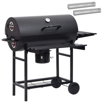 Fassgrill mit Rädern und Regalen 3 stk. 115 x 85 x 95 cm Metall