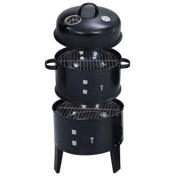 Outdoor Grill Ø 40 x 80 cm Stahl Schwarz