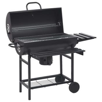 Fassgrill mit Rädern und Regalen 3 stk. 115 x 85 x 95 cm Metall