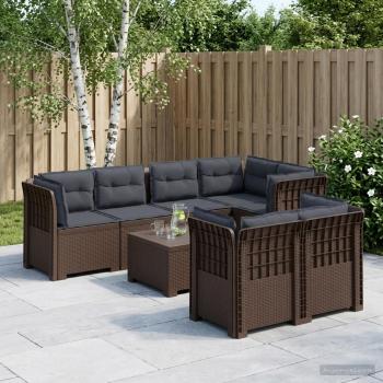 ARDEBO.de - 7-Sitzer Gartensofa mit Kissen Rattan-Look PP Braun