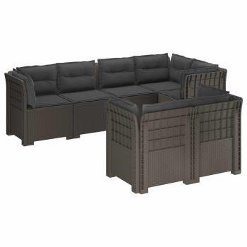 7-Sitzer Gartensofa mit Kissen Rattan-Look PP Hellgrau