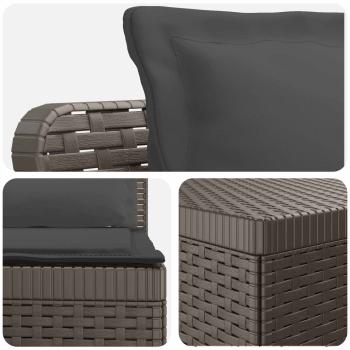 7-Sitzer Gartensofa mit Kissen Rattan-Look PP Hellgrau