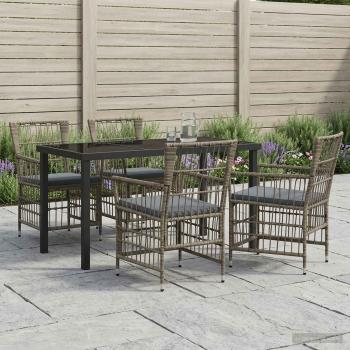 ARDEBO.de - Outdoor-Essgruppe 5 stk. Grau Poly-Rattan