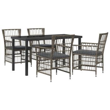 Outdoor-Essgruppe 5 stk. Grau Poly-Rattan