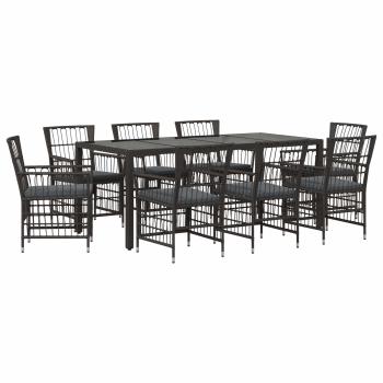 Outdoor-Essgruppe 9 stk. Schwarz Poly-Rattan