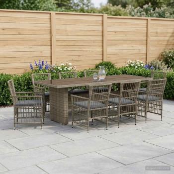 ARDEBO.de - Outdoor-Essgruppe 9 stk. Grau Poly-Rattan