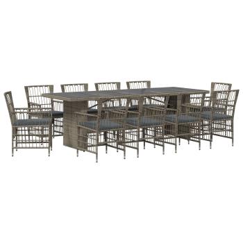 Outdoor-Essgruppe 11 stk. Grau Poly-Rattan