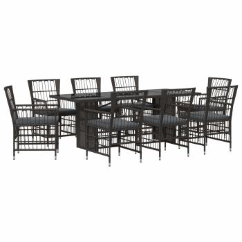 Outdoor-Essgruppe 9 stk. Schwarz Poly-Rattan