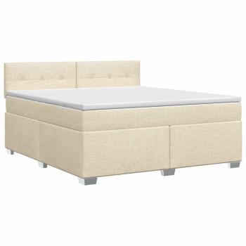 Boxspringbett mit Matratze Creme 140 x 190 cm Stoff