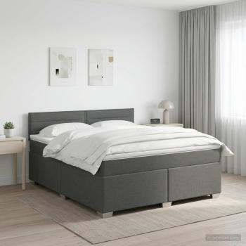 ARDEBO.de - Boxspringbett mit Matratze Dunkelgrau 140 x 200 cm Stoff