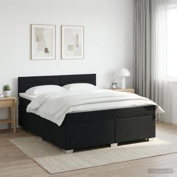 ARDEBO.de - Boxspringbett mit Matratze Schwarz 140 x 200 cm Stoff