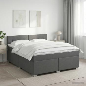 ARDEBO.de - Boxspringbett mit Matratze Dunkelgrau 140 x 200 cm Stoff