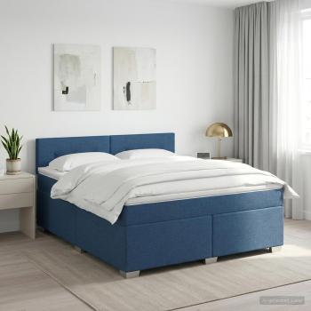 ARDEBO.de - Boxspringbett mit Matratze mit Kopfteil Blau 140 x 200 cm Stoff