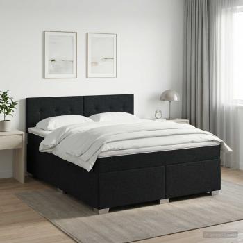 ARDEBO.de - Boxspringbett mit Matratze Schwarz 160 x 200 cm Stoff