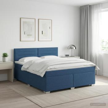 ARDEBO.de - Boxspringbett mit Matratze mit Kopfteil Blau 180 x 200 cm Stoff