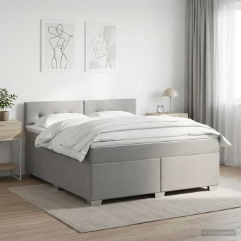ARDEBO.de - Boxspringbett mit Matratze Hellgrau 180 x 200 cm Stoff