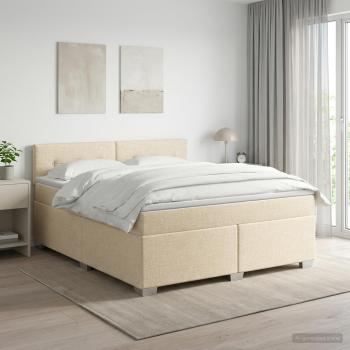 ARDEBO.de - Boxspringbett mit Matratze Creme 180 x 200 cm Stoff