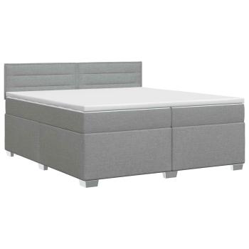 Boxspringbett mit Matratze Hellgrau 200 x 200 cm Stoff