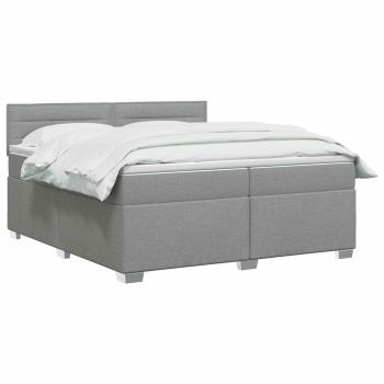 Boxspringbett mit Matratze Hellgrau 200 x 200 cm Stoff