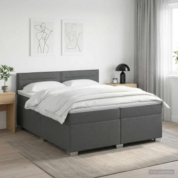 ARDEBO.de - Boxspringbett mit Matratze Dunkelgrau 200 x 200 cm Stoff