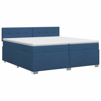 Boxspringbett mit Matratze mit Kopfteil Blau 200 x 200 cm Stoff