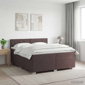 ARDEBO.de - Boxspringbett mit Matratze Dunkelbraun 200 x 200 cm Stoff