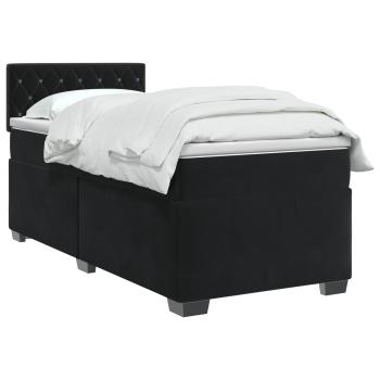 Boxspringbett mit Matratze Schwarz 80 x 200 cm Samt