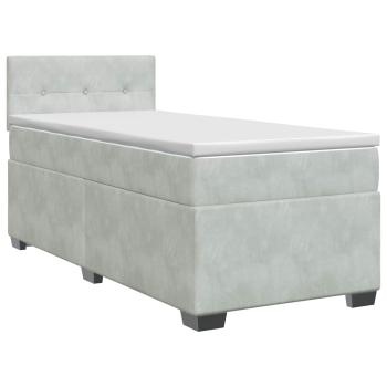 Boxspringbett mit Matratze Hellgrau 90 x 190 cm Samt