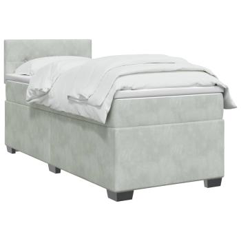 Boxspringbett mit Matratze Hellgrau 90 x 190 cm Samt