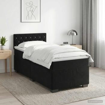 ARDEBO.de - Boxspringbett mit Matratze Schwarz 90 x 200 cm Samt