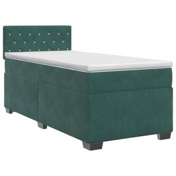 Boxspringbett mit Matratze Dunkelgrün 90 x 200 cm Samt