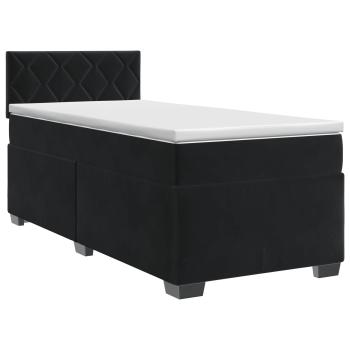Boxspringbett mit Matratze Schwarz 100 x 200 cm Samt