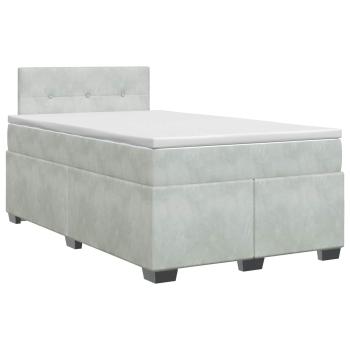 Boxspringbett mit Matratze Hellgrau 120 x 190 cm Samt