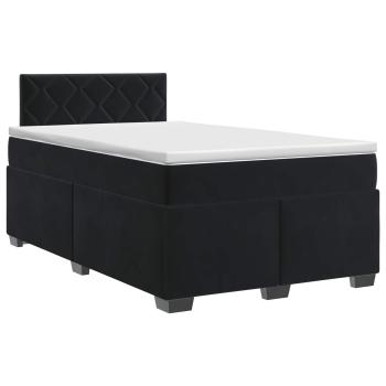 Boxspringbett mit Matratze Schwarz 120 x 190 cm Samt