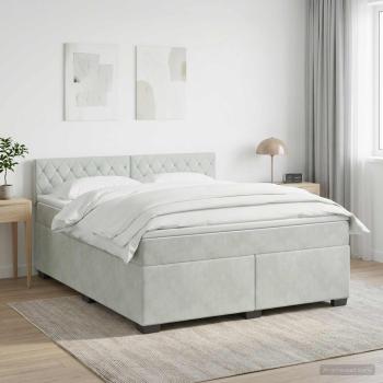 ARDEBO.de - Boxspringbett mit Matratze Hellgrau 140 x 190 cm Samt
