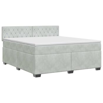 Boxspringbett mit Matratze Hellgrau 140 x 190 cm Samt