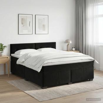 ARDEBO.de - Boxspringbett mit Matratze Schwarz 140 x 190 cm Samt