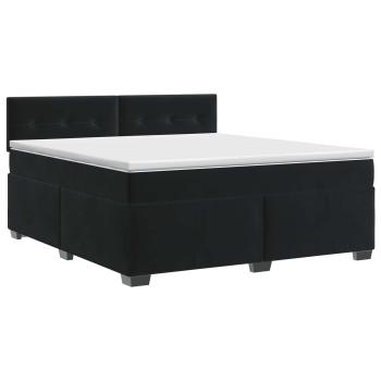 Boxspringbett mit Matratze Schwarz 140 x 190 cm Samt
