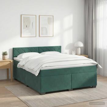 ARDEBO.de - Boxspringbett mit Matratze Dunkelgrün 140 x 190 cm Samt