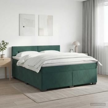 ARDEBO.de - Boxspringbett mit Matratze Dunkelgrün 140 x 200 cm Samt