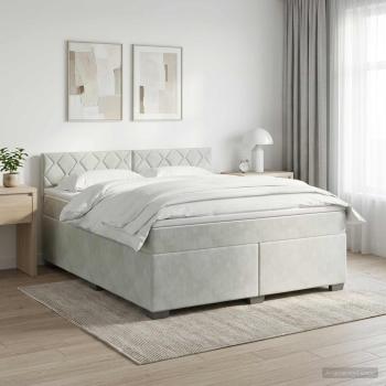 ARDEBO.de - Boxspringbett mit Matratze Hellgrau 140 x 200 cm Samt
